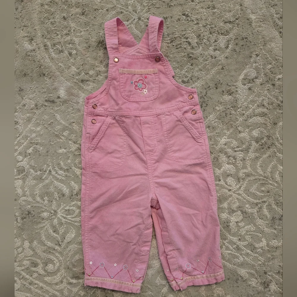Vintage Y2k Carter's Pink Embroidered Flowers Overalls